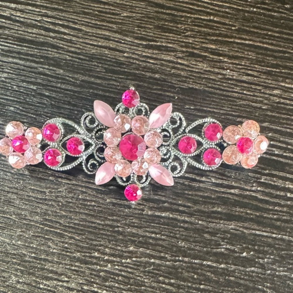 Pink and Silver-tone Broach